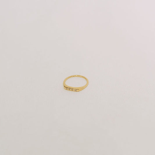 14K Diamond Bar Signet Ring