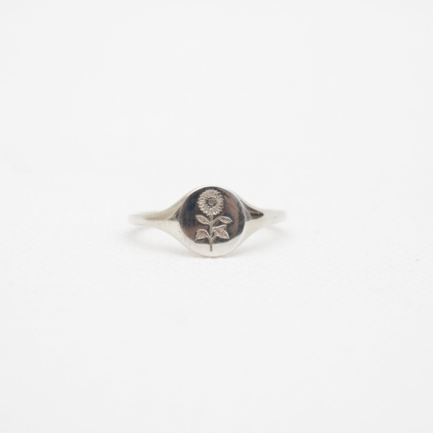 Mini Silver Sunflower Signet Ring